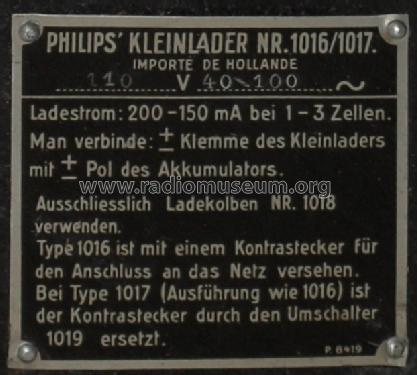 Kleinlader 1016/1017; Philips Radios - (ID = 483927) Power-S