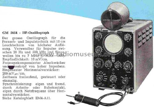 Oscillograph GM5654; Philips; Eindhoven (ID = 1019590) Equipment