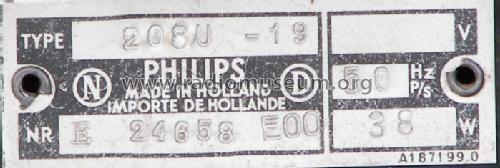 Philetta 208U-19; Philips; Eindhoven (ID = 496982) Radio
