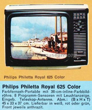 Philetta Royal 625 Color; Philips; Eindhoven (ID = 1286548) Television