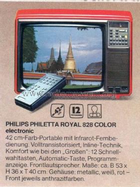 Philetta Royal 828 Color electronic 16C828 Ch= KT2; Philips; Eindhoven (ID = 1763603) Television