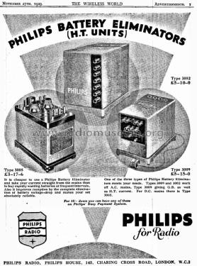 Plaatspanningapparat - Anodenspannungsapparat - Appareil de Tension Anodique 3002; Philips; Eindhoven (ID = 2702097) Strom-V