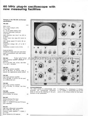 60 MHz Laboratory Plug-In Oscilloscope PM 3330; Philips; Eindhoven (ID = 2236220) Equipment