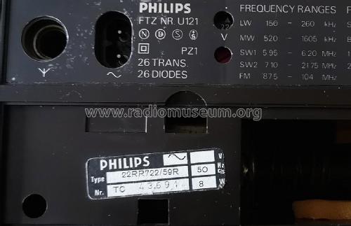 Radio Recorder RR722 22RR722 /59; Philips; Eindhoven (ID = 2871651) Radio