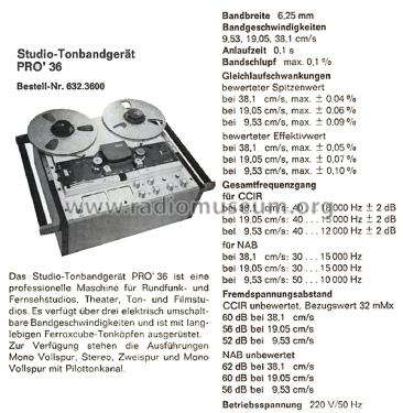 Studio-Magnetbandgerät Pro'36; Philips; Eindhoven (ID = 2386845) R-Player