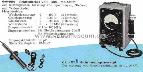 Vacuum Tube Multimeter GM7635/01; Philips; Eindhoven (ID = 1019589) Equipment