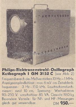 Elektronenstrahl-Oszillograph GM3152C; Philips Electro (ID = 1849319) Equipment