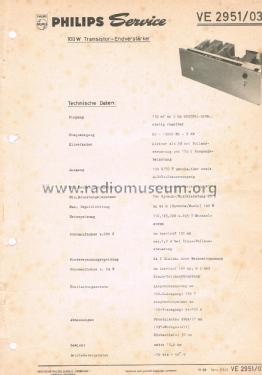 100W Transistor-Endverstärker VE2951 /03; Philips Radios - (ID = 2451075) Ampl/Mixer