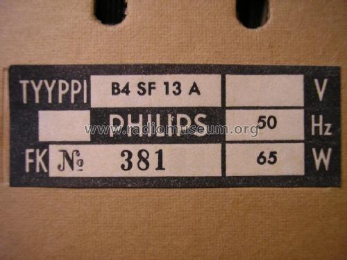 B4SF13A; Philips Finland - (ID = 2078332) Radio