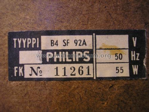 B4SF92A; Philips Finland - (ID = 1952544) Radio