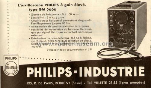 Oscilloscope GM5666; Philips France; (ID = 542249) Equipment