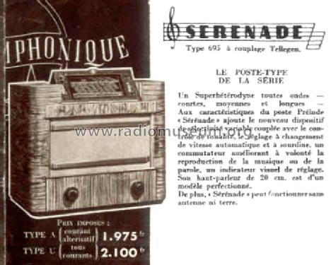 Sérénade 695A -20; Philips France; (ID = 2544033) Radio