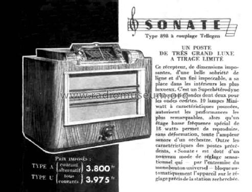 Sonate 898A; Philips France; (ID = 2008631) Radio