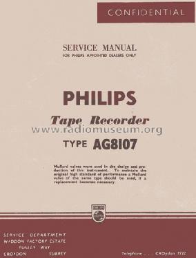 Tape Recorder AG8107; Philips Electrical, (ID = 1713209) R-Player