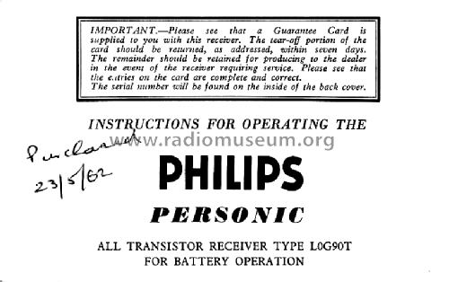 Transistor Seven Personic L0G90T; Philips Electrical, (ID = 823247) Radio