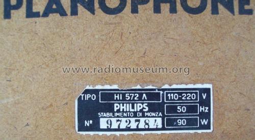 Planophone 2 HI572/A; Philips Italy; (ID = 2037865) Radio