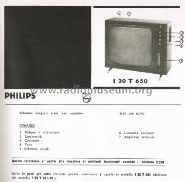 Televisore I 20 T 650; Philips Italy; (ID = 3002306) Televisore