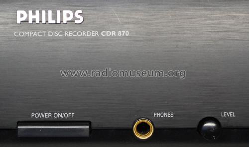 Compact Disc Recorder CDR870 /00B; Philips Belgium (ID = 1650613) R-Player