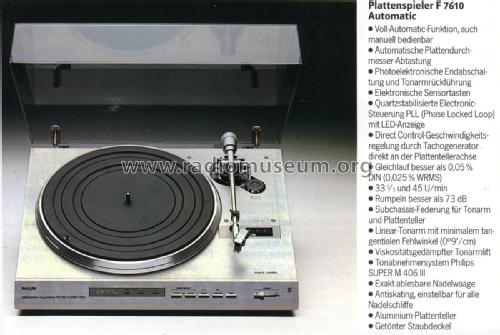 Direct Control Full Automatic Record Player F7610 /00; Philips Belgium (ID = 1812233) Ton-Bild