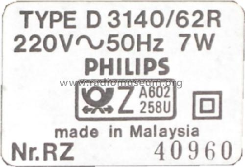 D3140 /62R; Philips Malaysia; (ID = 495144) Radio