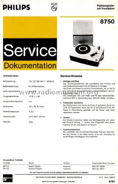 Plattenspieler mit Verstärker 8750; Philips - Österreich (ID = 2026153) R-Player