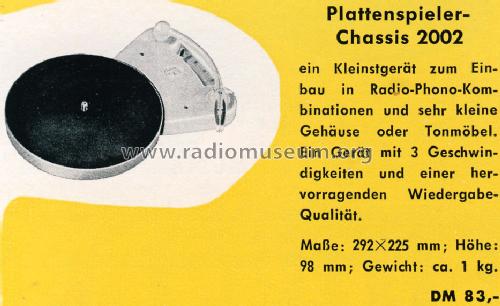 Plattenspieler-Chassis AG2002; Philips - Österreich (ID = 1567659) Enrég.-R