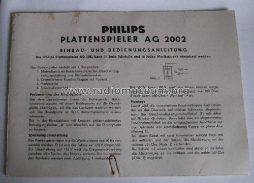 Plattenspieler-Chassis AG2002; Philips - Österreich (ID = 2447442) Reg-Riprod