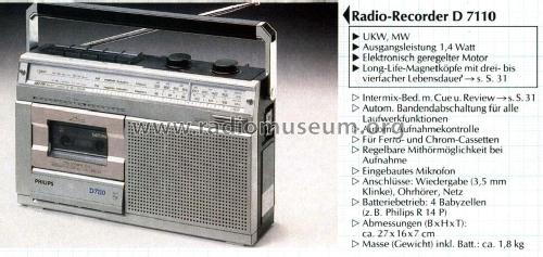 Radio Recorder D7110 /00; Philips - Österreich (ID = 2099153) Radio