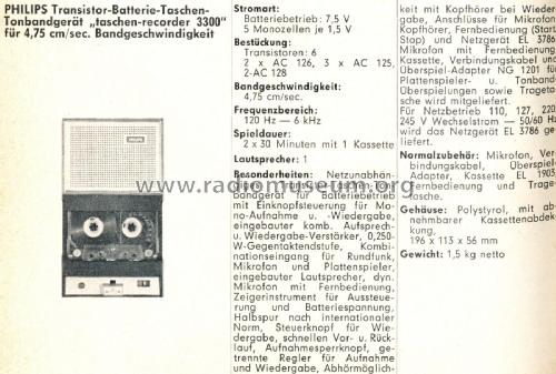 Taschen-Recorder EL3300; Philips - Österreich (ID = 2035436) Reg-Riprod