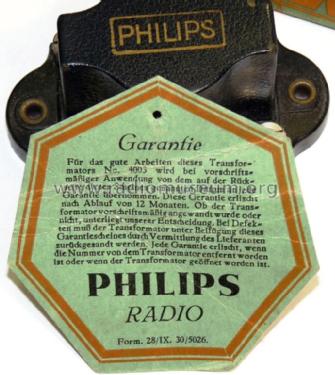 Niederfrequenz-Transformator 4003; Philips Radios - (ID = 825206) Radio part