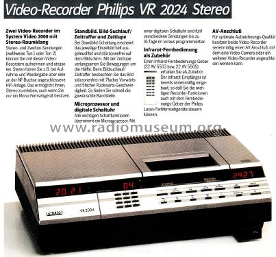 Video Cassette Recorder VR2024 /00; Philips - Österreich (ID = 2562148) R-Player