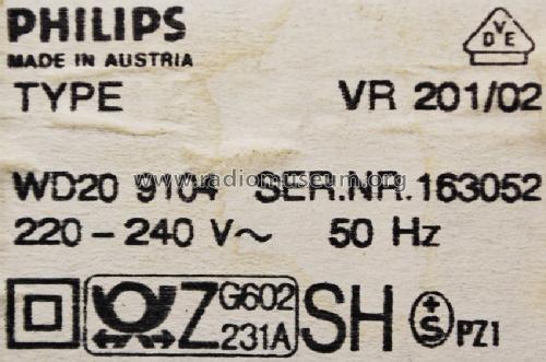 Video Cassette Recorder VR201 /02; Philips - Österreich (ID = 1410860) Sonido-V