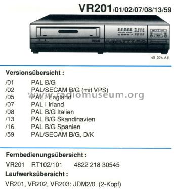 Video Cassette Recorder VR201 /02; Philips - Österreich (ID = 1410861) Sonido-V