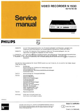 Video-Cassetten-Recorder VCR N1500 /00 /15 /19 /38; Philips - Österreich (ID = 2562081) R-Player