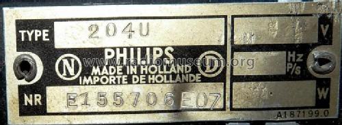Philetta II 204U ; Philips; Eindhoven (ID = 955183) Radio