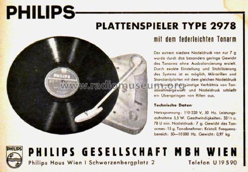 Plattenspieler-Chassis 2978; Philips Radios - (ID = 1681346) Reg-Riprod