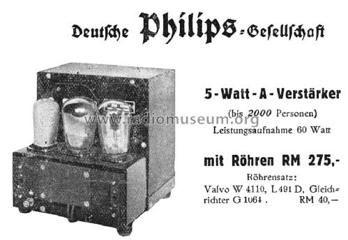 5-Watt-A-Verstärker 3712; Philips Radios - (ID = 817354) Ampl/Mixer