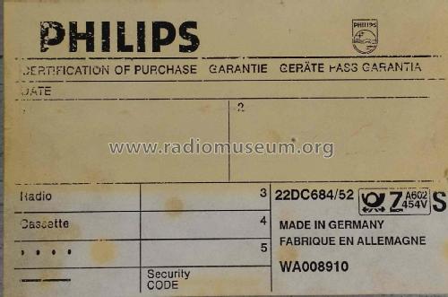 684 22DC684 /52; Philips Radios - (ID = 2813350) Autoradio
