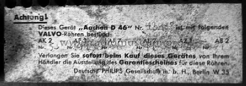 Aachen-Super D46 - D46A; Philips Radios - (ID = 1823929) Radio
