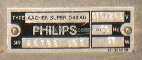 Aachen Super D49AU; Philips Radios - (ID = 499458) Radio