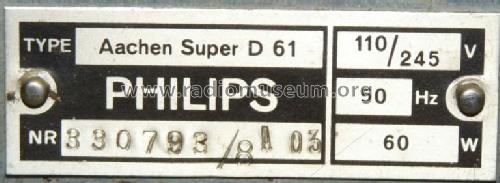 Aachen-Super D61; Philips Radios - (ID = 892311) Radio