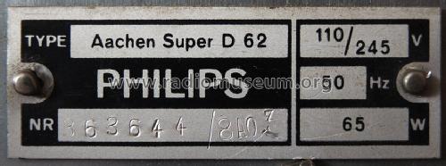 Aachen-Super D62; Philips Radios - (ID = 1488862) Radio