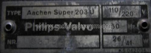 Aachen-Super 203U; Philips Radios - (ID = 531417) Radio
