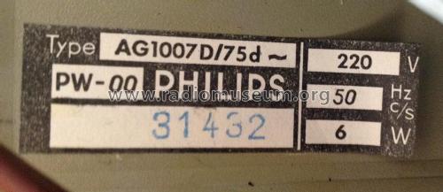 AG1007D ; Philips Radios - (ID = 2083353) Enrég.-R