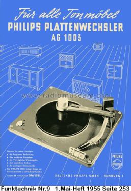 Plattenwechsler-Chassis AG 1003; Philips Radios - (ID = 537665) R-Player