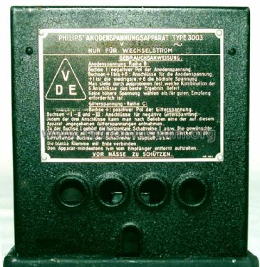 Anodenspannungsapparat 3003; Philips Radios - (ID = 1094570) Power-S