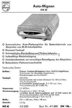 Auto-Mignon MK60; Philips Radios - (ID = 2694977) R-Player
