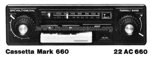 Cassetta Mark 660 22AC660 /82; Philips Radios - (ID = 1995099) Car Radio