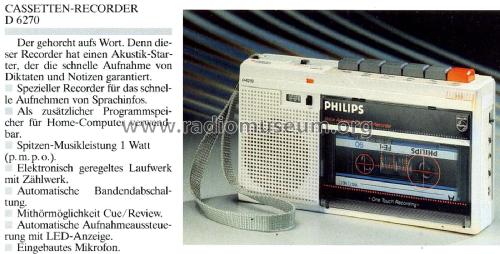 Cassetten-Recorder D6270; Philips Radios - (ID = 2396549) R-Player