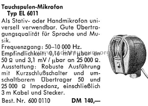 EL6011; Philips Radios - (ID = 2402333) Mikrofon/TA